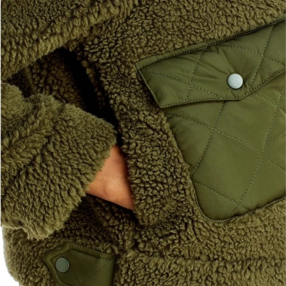 Rails Peyton Quilted Fleece Jacket Olive Green Sherpa Jacket Sz Small - Picture 7 of 16